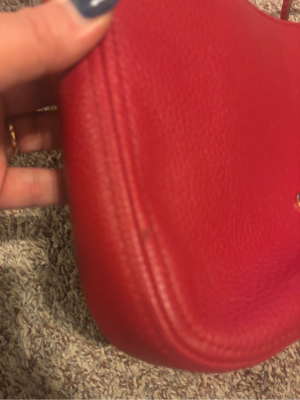 Michael Kors Red Pebbled Leather Crossbody with Gold Logo - Picture 5 of 5
